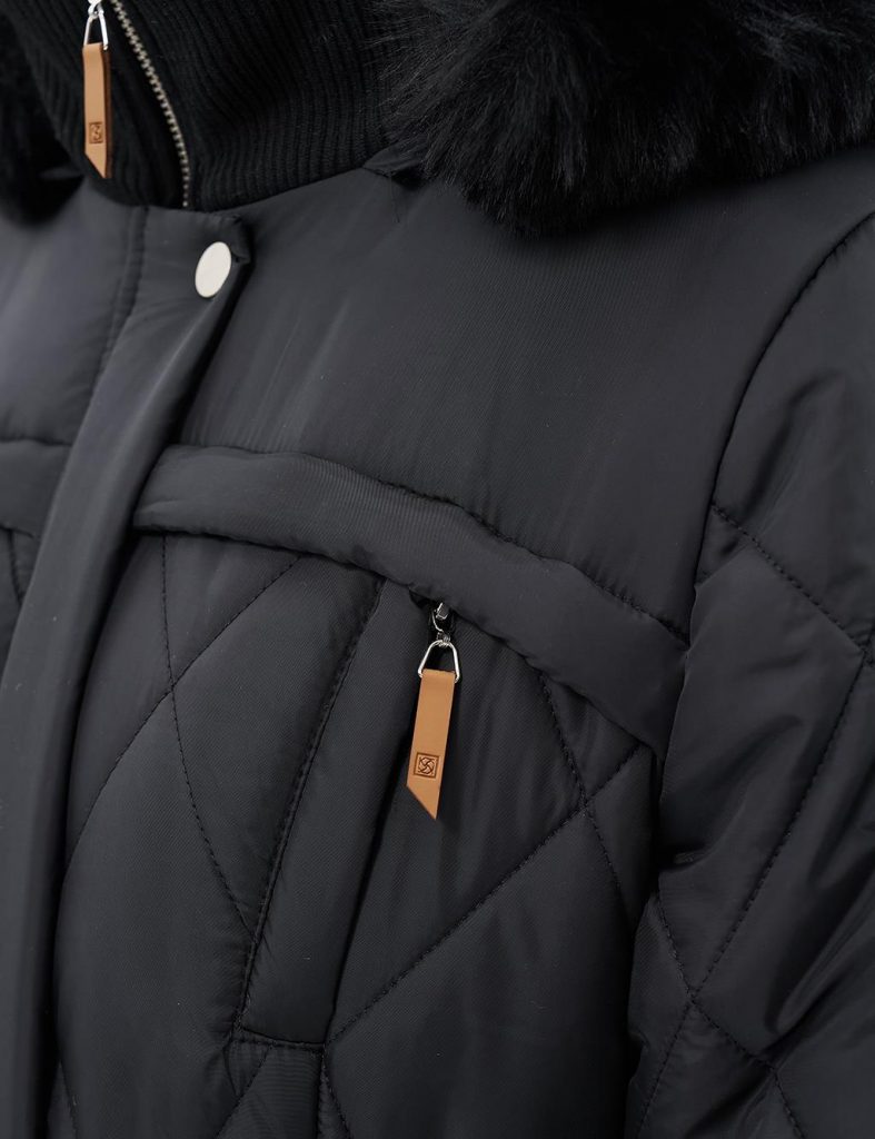 KAYRA Dik Yaka Fermuar Detaylı Kapitoneli Anorak Mont 27309 - Siyah