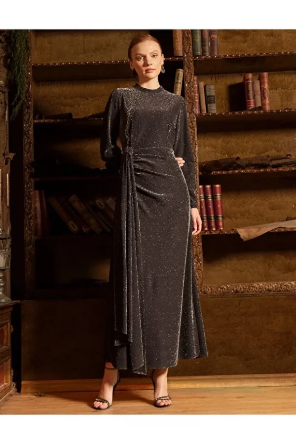 KAYRA Bel Düğümlü Şık Elbise  23012