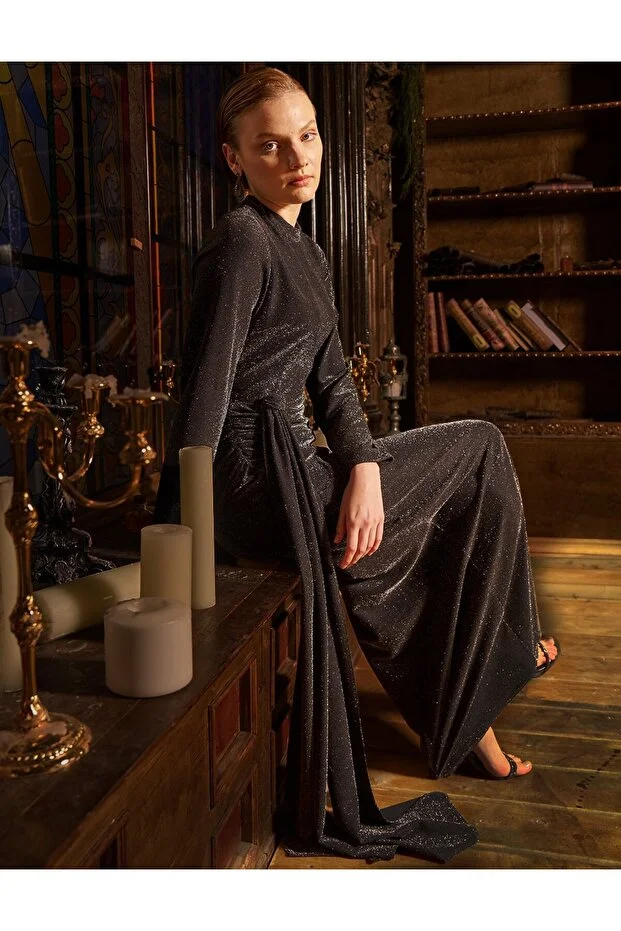 KAYRA Bel Düğümlü Şık Elbise  23012