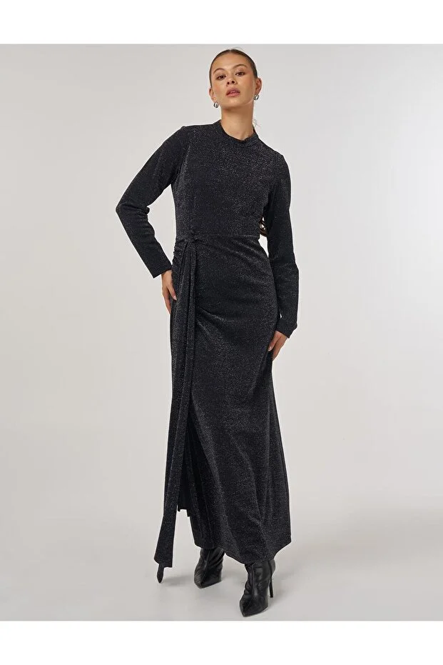 KAYRA Bel Düğümlü Şık Elbise  23012