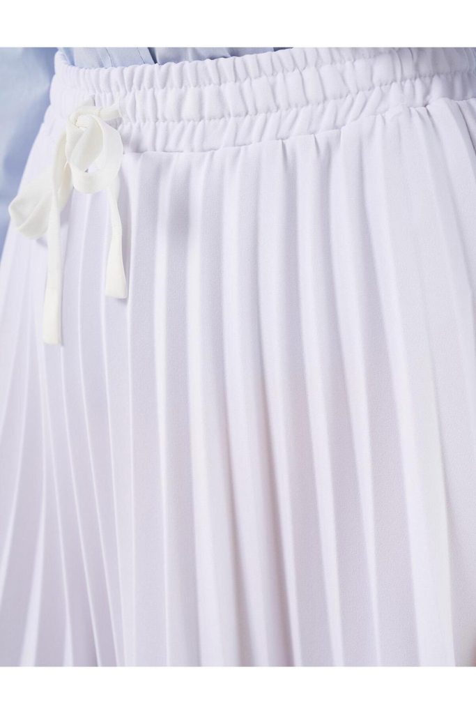 KAYRA Yüksek Bel Piliseli Etek 72001 - Beyaz