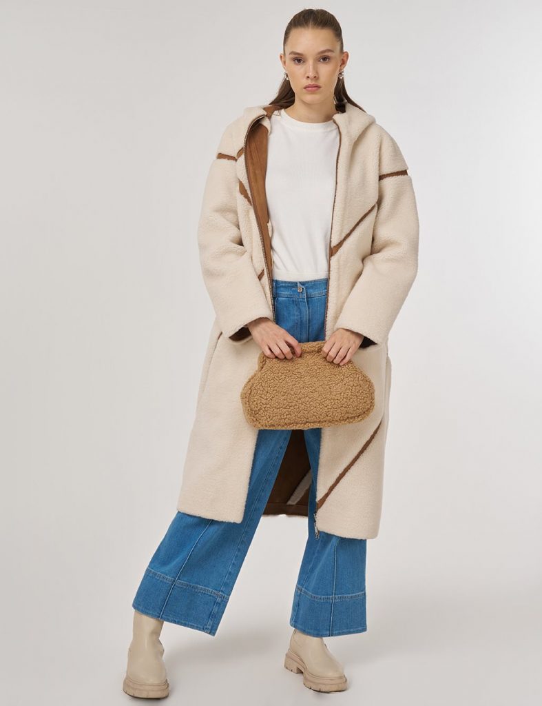 KAYRA Çift Taraflı Peluş Kaban 17032 - camel