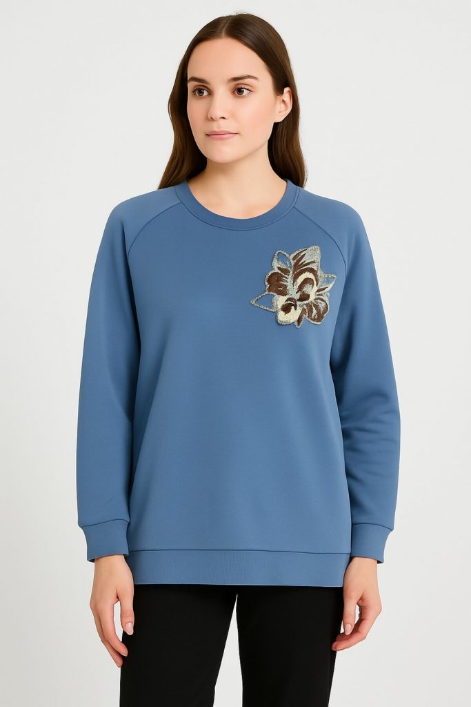 KAYRA Lastik Büzgülü Örme Sweatshirt  31039