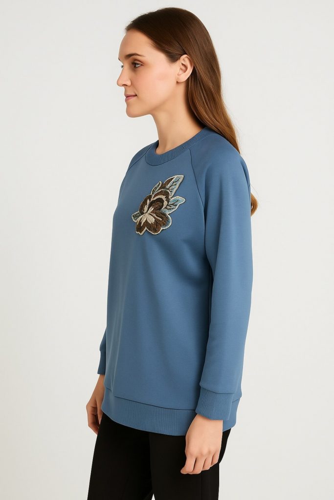 KAYRA Lastik Büzgülü Örme Sweatshirt  31039