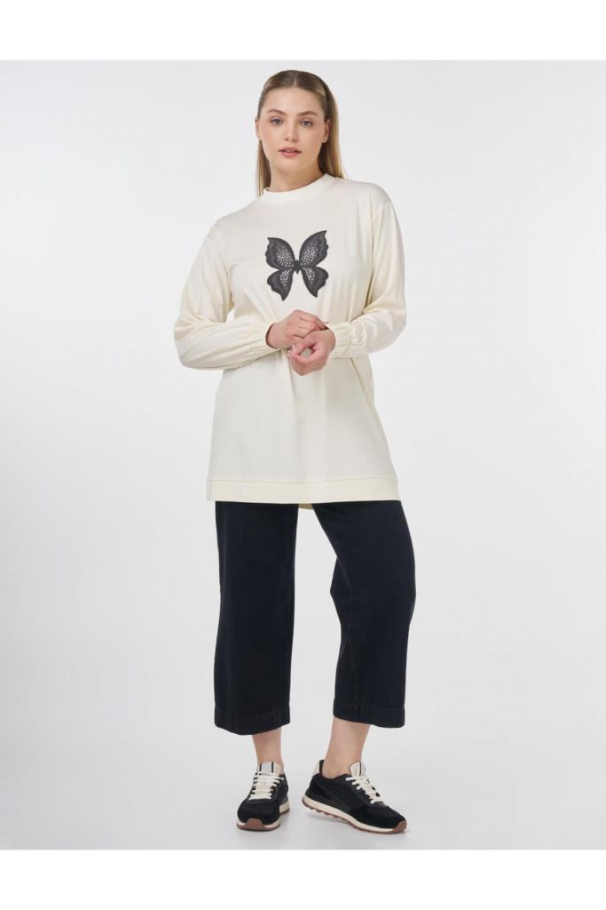 KAYRA Kelebek Nakışlı Sweatshirt  70033
