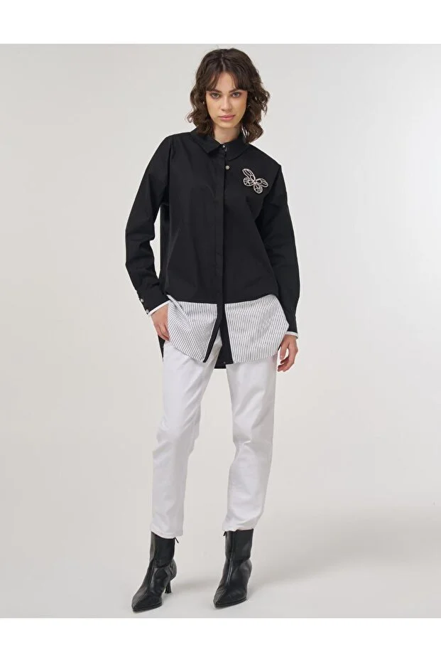 KAYRA Kelebek Aplikeli Pamuklu Tunik 21037