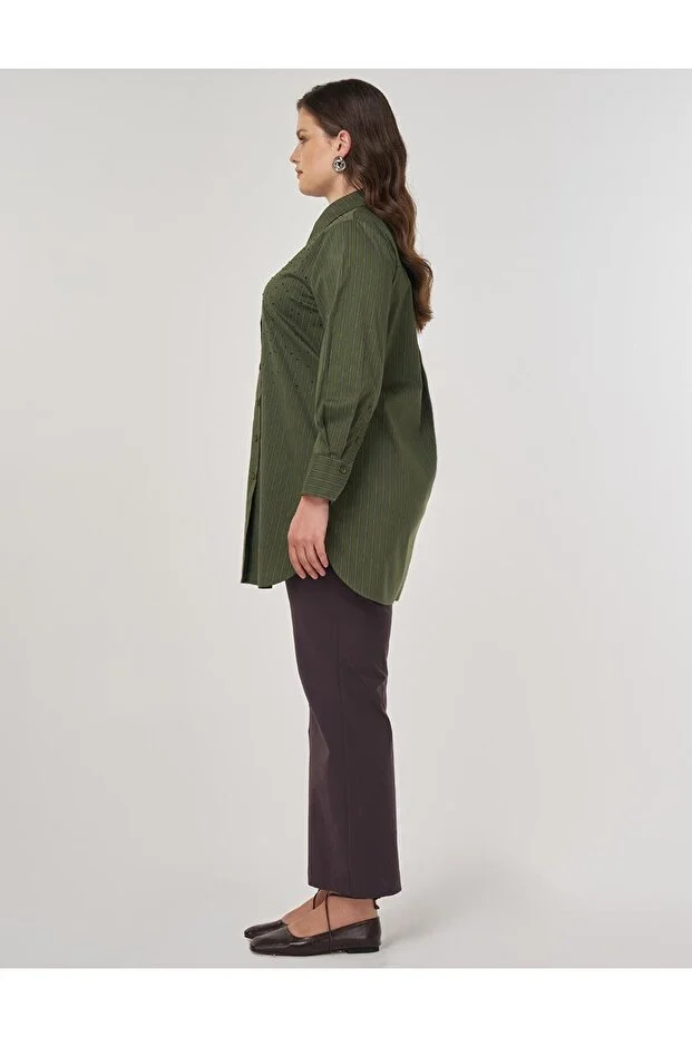 KAYRA Hotfix Baskılı Çizgi Desen Pamuklu Tunik  21046