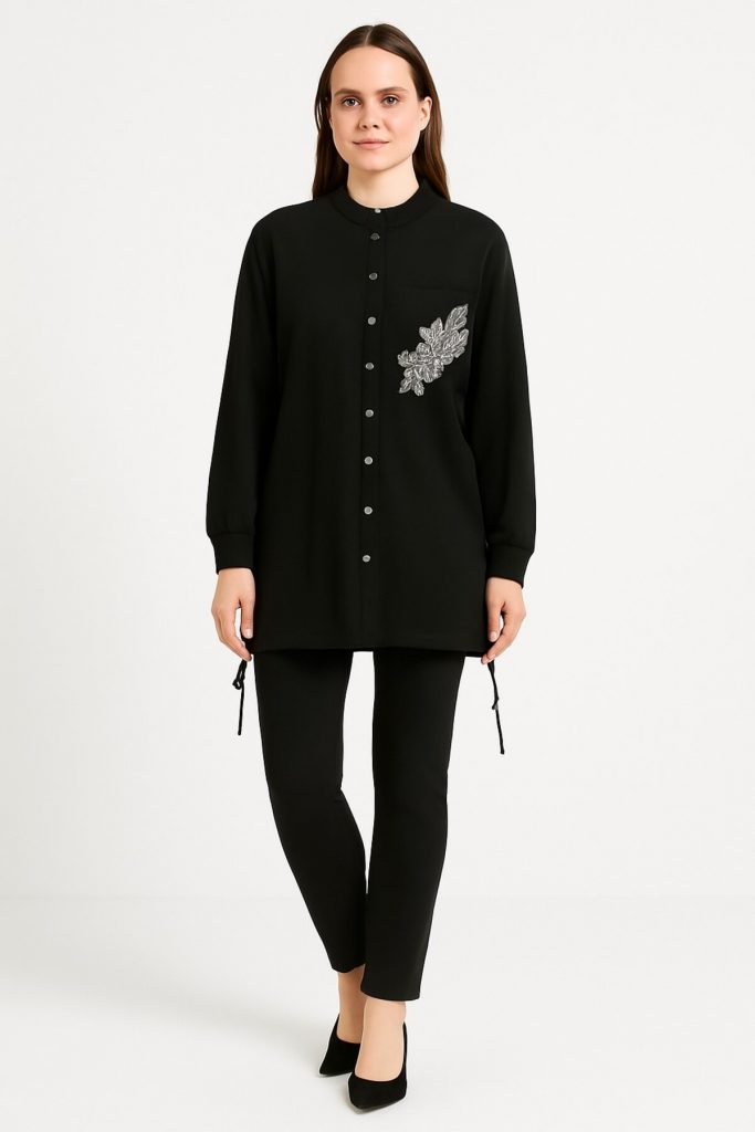 KAYRA Cep Taş İşleme Detaylı Tunik 21088