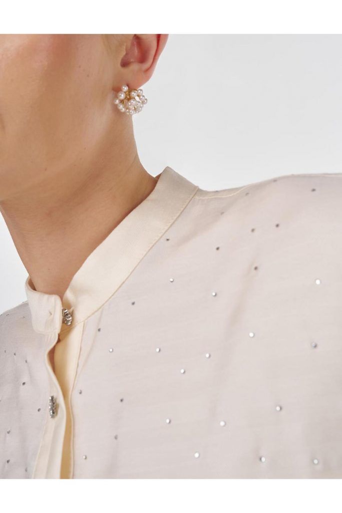 KAYRA Beli Bağcıklı Hotfix Baskılı Uzun Tunik 21191