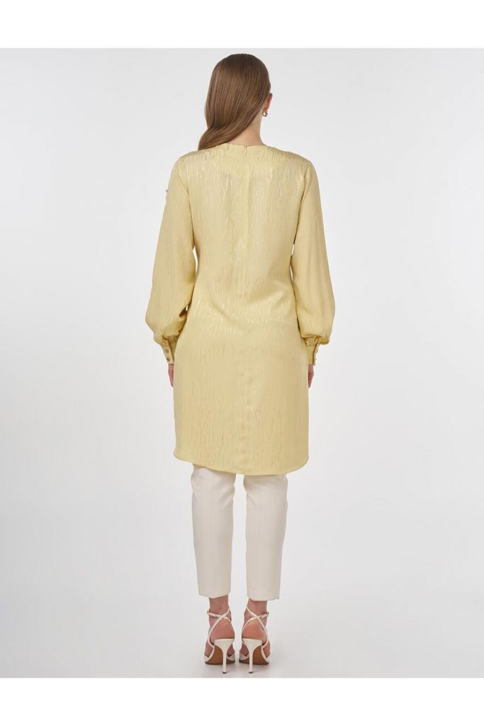 KAYRA Broş Detaylı Jakarlı Tunik 21252