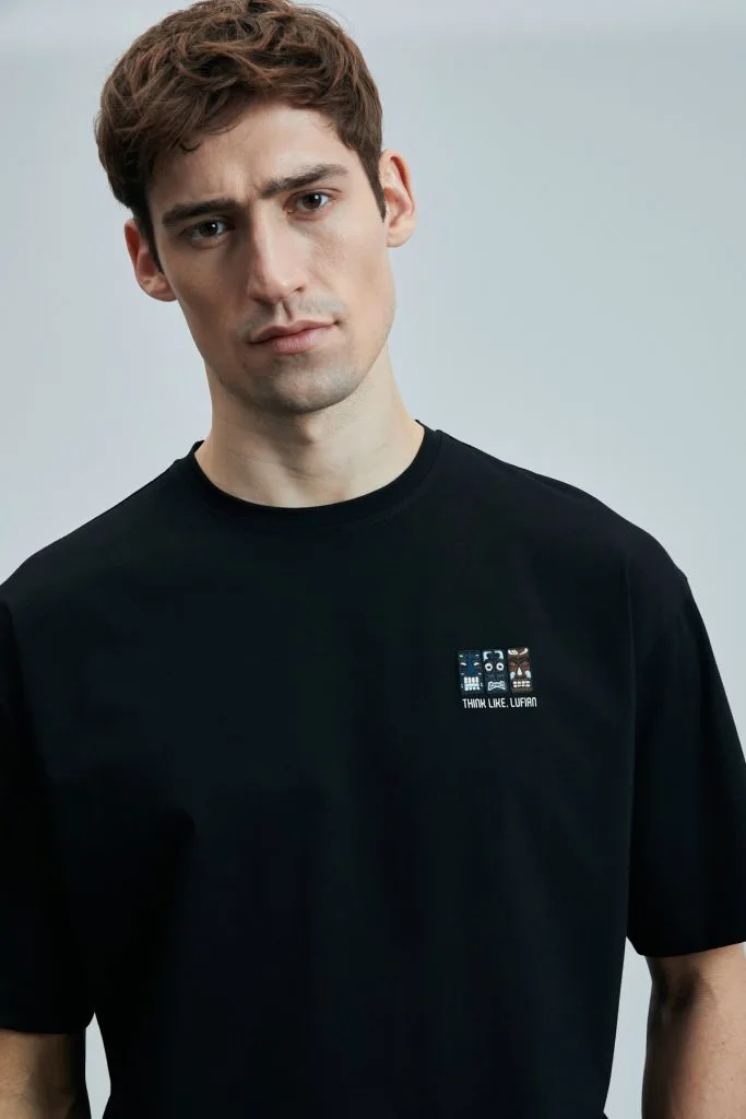 LUFİAN Mask Modern Grafik T- Shirt 111020248 - Siyah