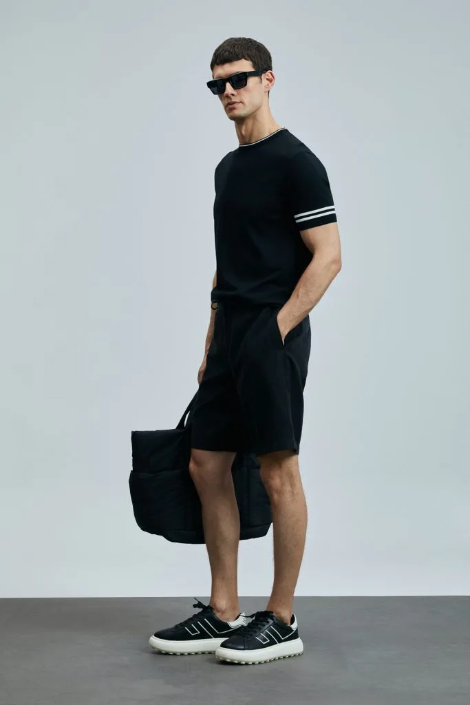 LUFİAN Ross Spor Erkek Chino Şort Slim Fit 111210077 - Siyah