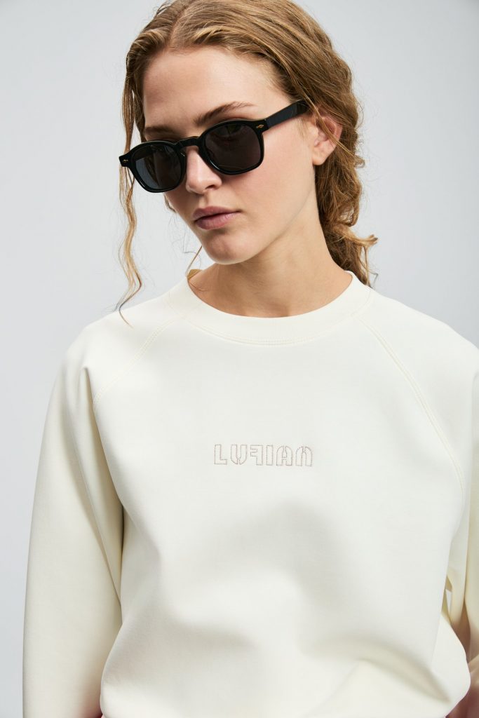 LUFİAN Alıce Kadın Örme Sweatshırt 122030016 - KIR.BEYAZ