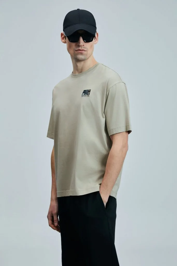 LUFİAN Mask Modern Grafik T- Shirt 111020248 - BEJ