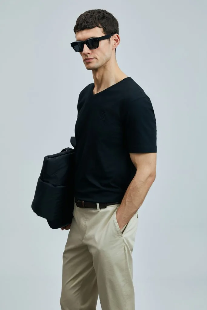 LUFİAN Tuna Modern Grafik T- Shirt 111020266 - Siyah