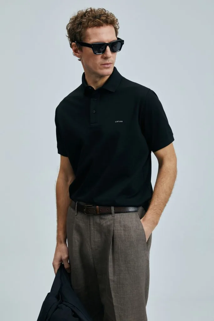 LUFİAN Luna Smart Erkek Polo Tişört 111040228 - Siyah