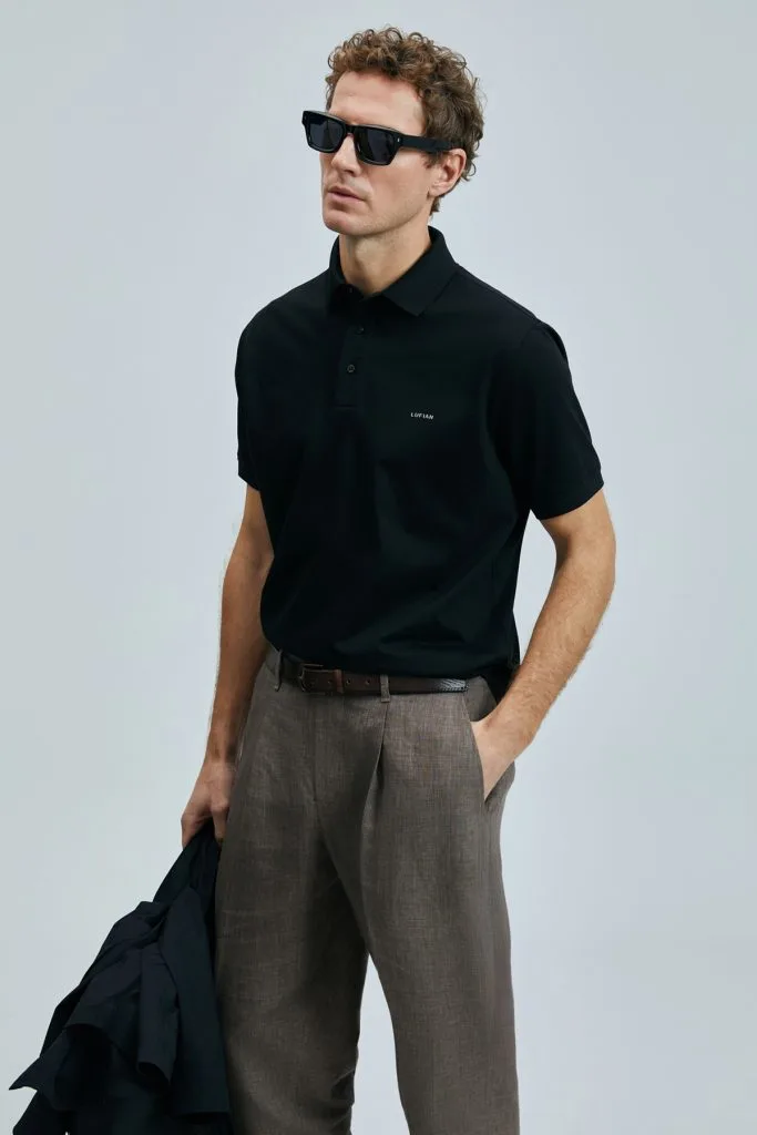 LUFİAN Luna Smart Erkek Polo Tişört 111040228 - Siyah