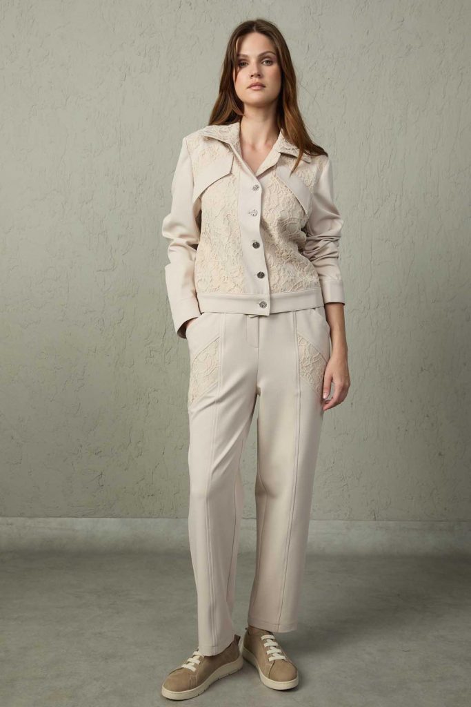 MEZZURA Dantel Detaylı Pantolon 1552 - BEJ