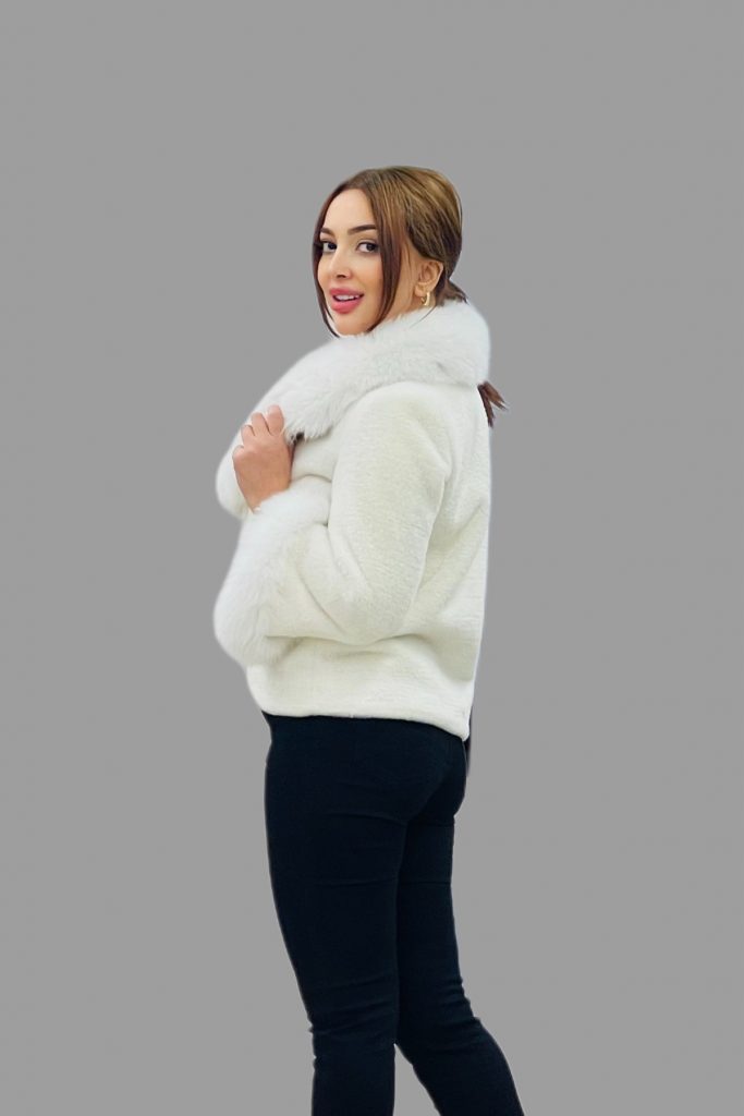 MODAİLGİ Yakası ve Kol Manşeti Kürklü Alcantara Kaban 5179