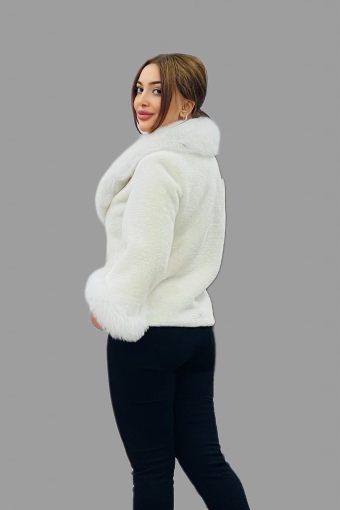 MODAİLGİ Yakası ve Kol Manşeti Kürklü Alcantara Kaban 5179