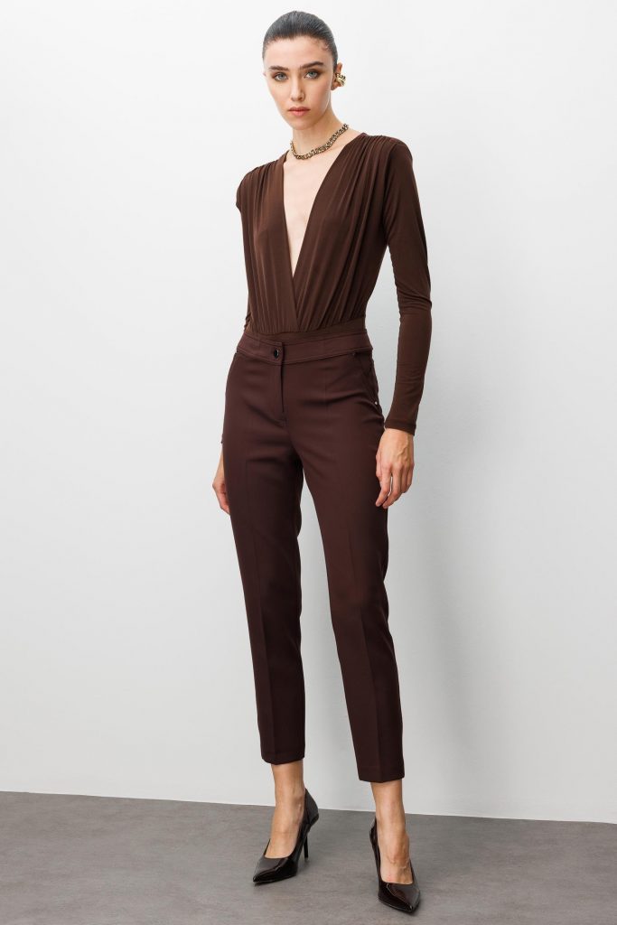 MODAİLGİ Yan Cep Dar Paça Pantolon 40515 - kahve