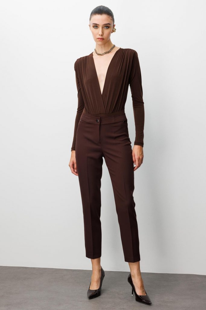 MODAİLGİ Yan Cep Dar Paça Pantolon 40515 - kahve