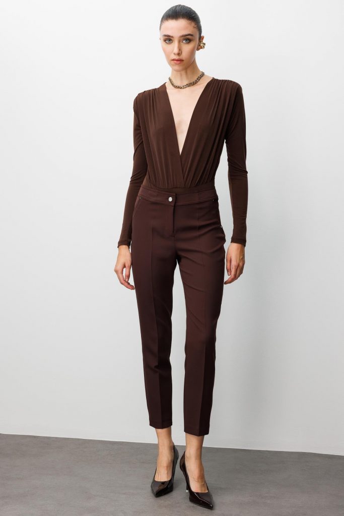 MODAİLGİ Yan Cep Dar Paça Pantolon 40515 - kahve