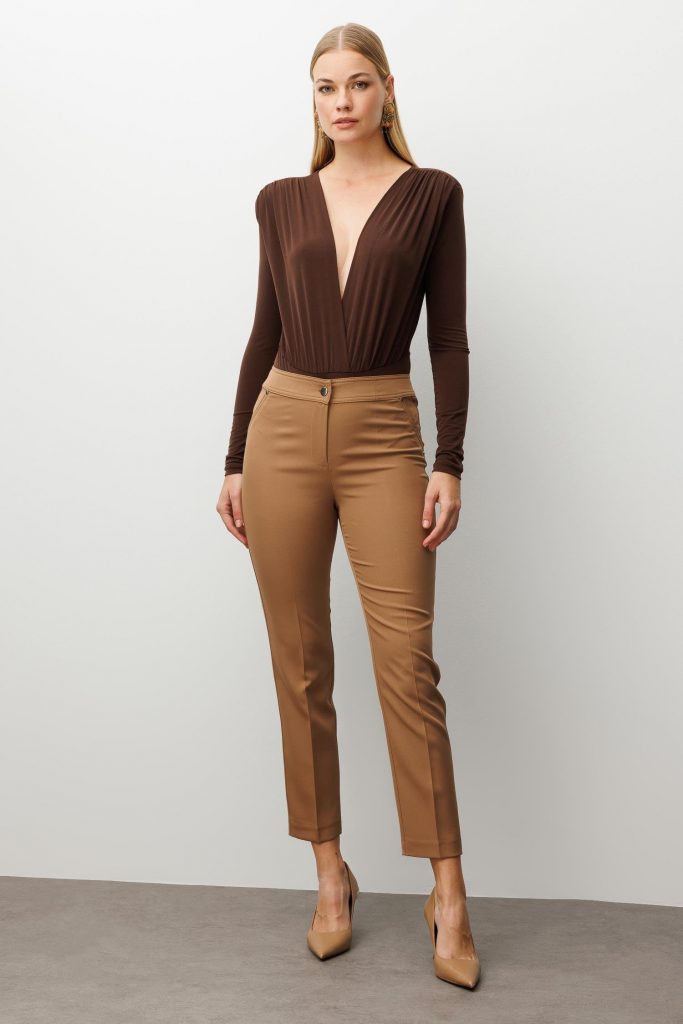 MODAİLGİ Yan Cep Dar Paça Pantolon 40515 - VİZON