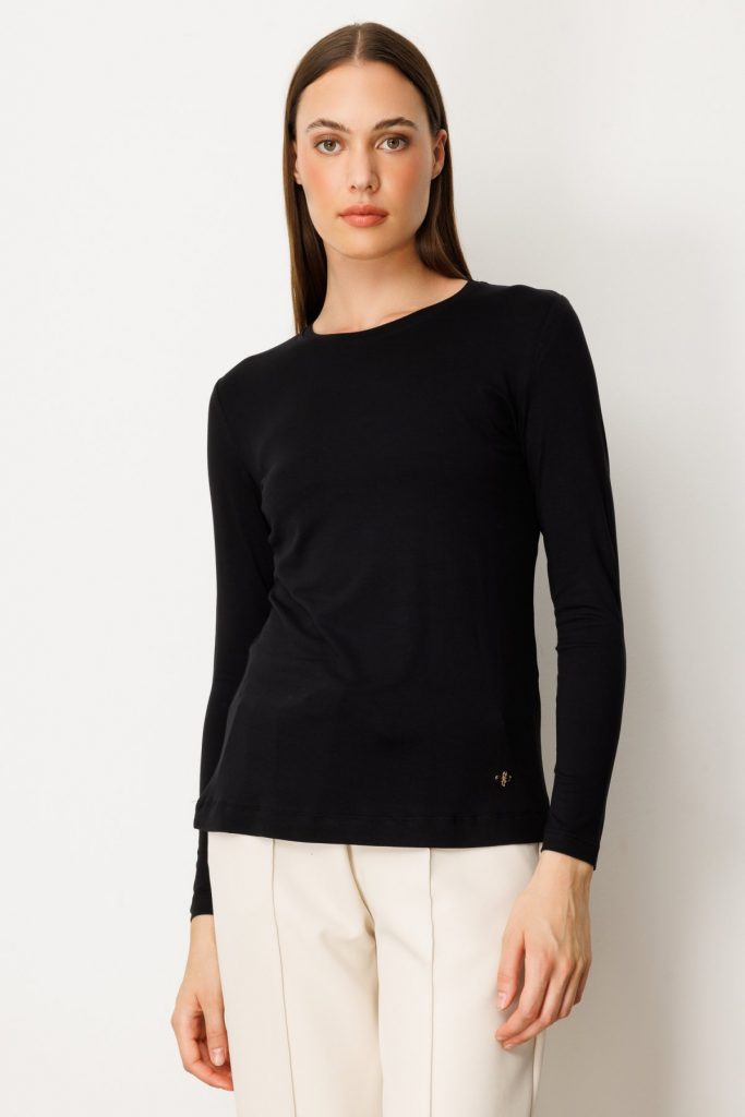 ON Metal Aksesuarlı Sıfır Yaka Basic Bluz 61303 - Siyah