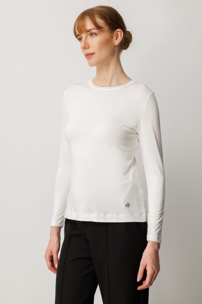 ON Metal Aksesuarlı Sıfır Yaka Basic Bluz 61303 - EKRU