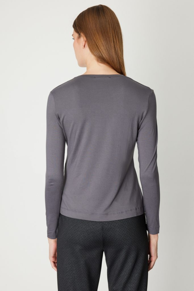 ON Metal Aksesuarlı Sıfır Yaka Basic Bluz 61303 - ANTRASİT