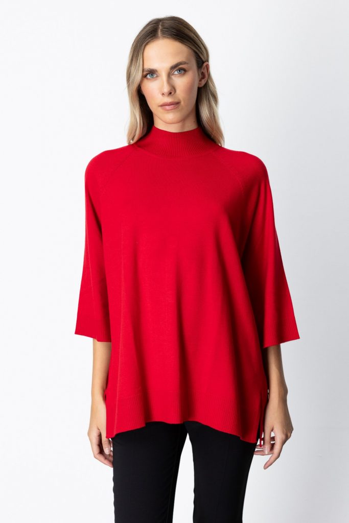 ON TRİKO Arkası Düğmeli Truvakar Kol Kazak 65310 - KIRMIZI