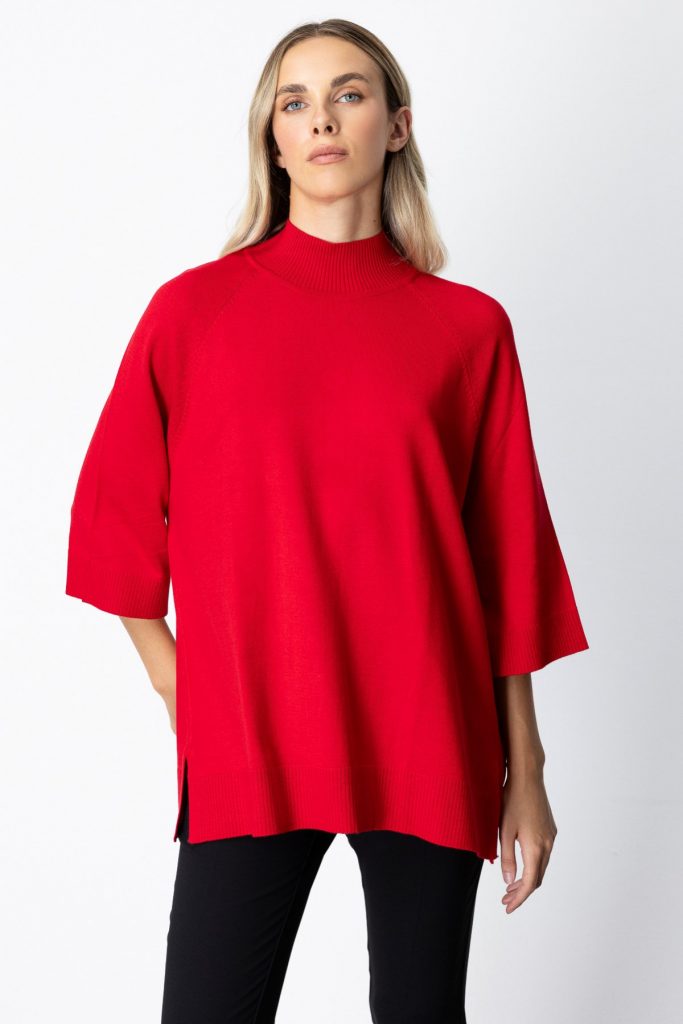 ON TRİKO Arkası Düğmeli Truvakar Kol Kazak 65310 - KIRMIZI