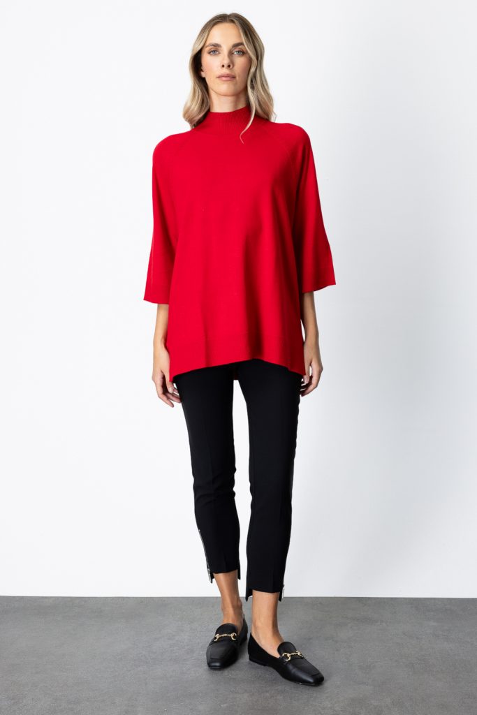 ON TRİKO Arkası Düğmeli Truvakar Kol Kazak 65310 - KIRMIZI