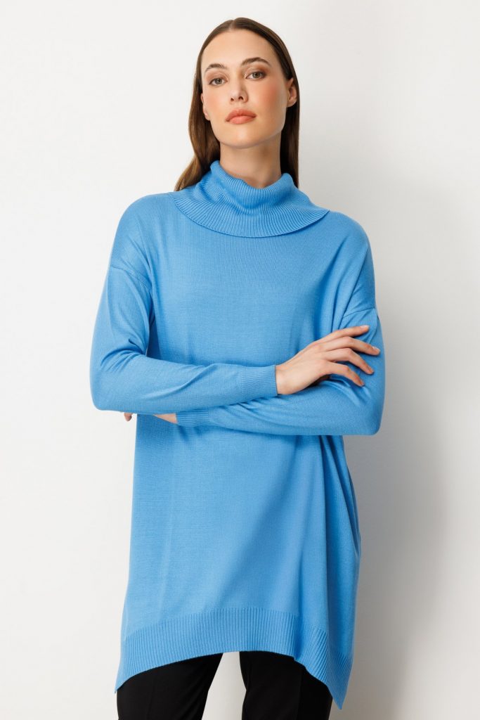 ON TRİKO Balıkçı Yaka Tunik 65317 - MAVİ