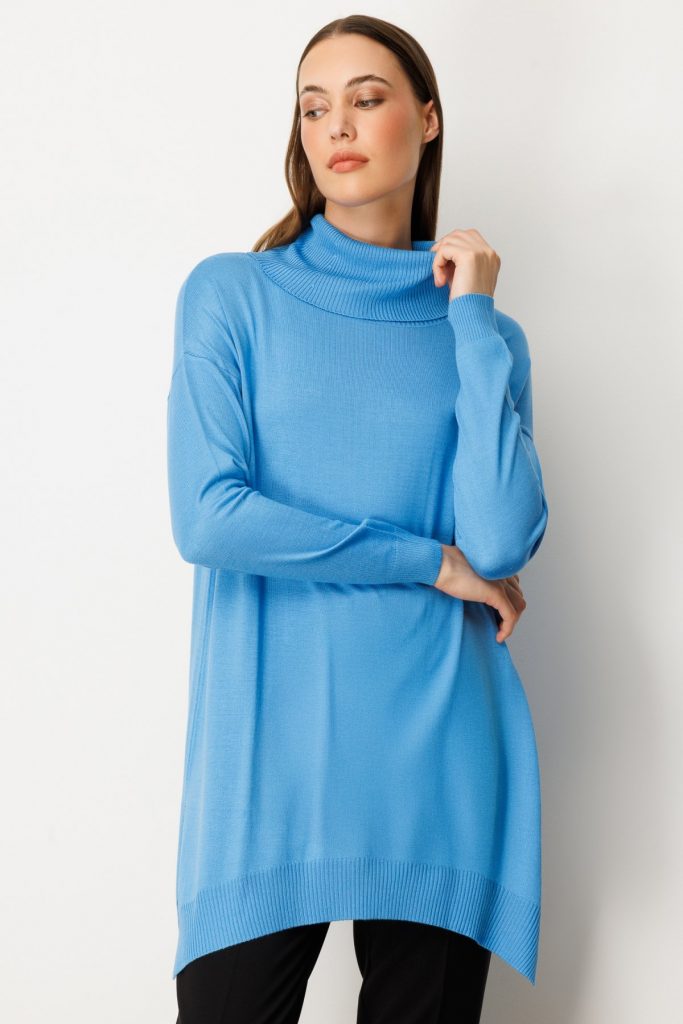 ON TRİKO Balıkçı Yaka Tunik 65317 - MAVİ