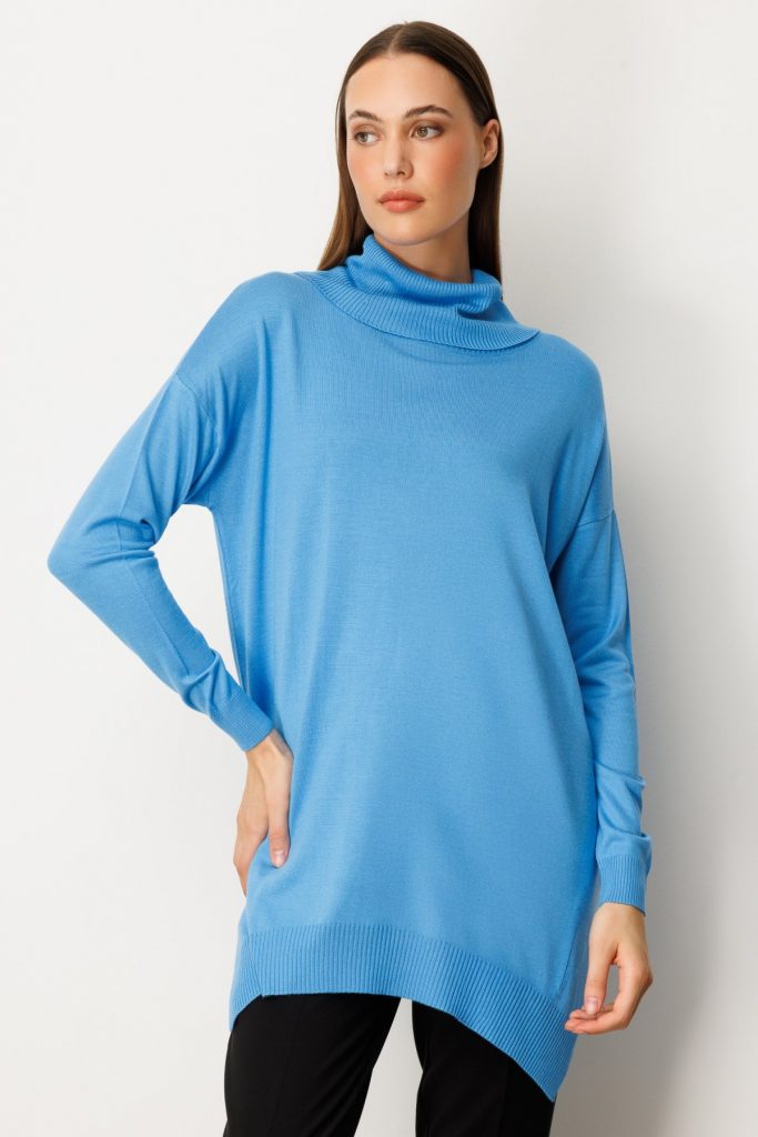 ON TRİKO Balıkçı Yaka Tunik 65317 - MAVİ