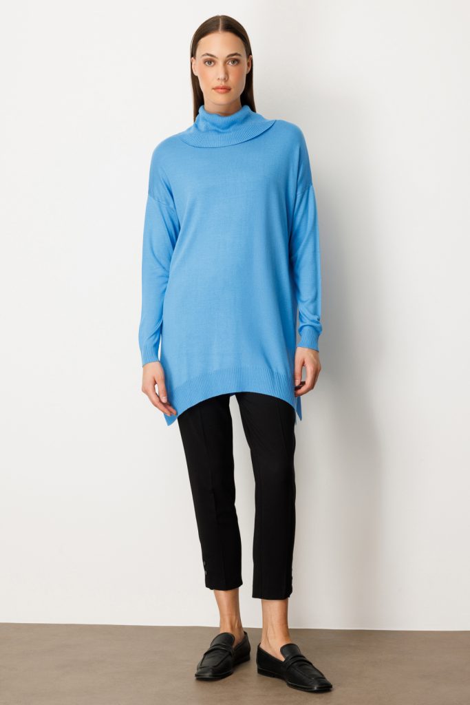 ON TRİKO Balıkçı Yaka Tunik 65317 - MAVİ