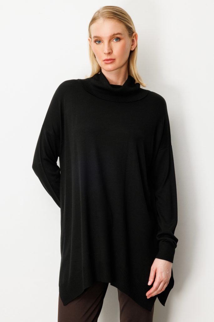 ON TRİKO Balıkçı Yaka Tunik 65317 - Siyah