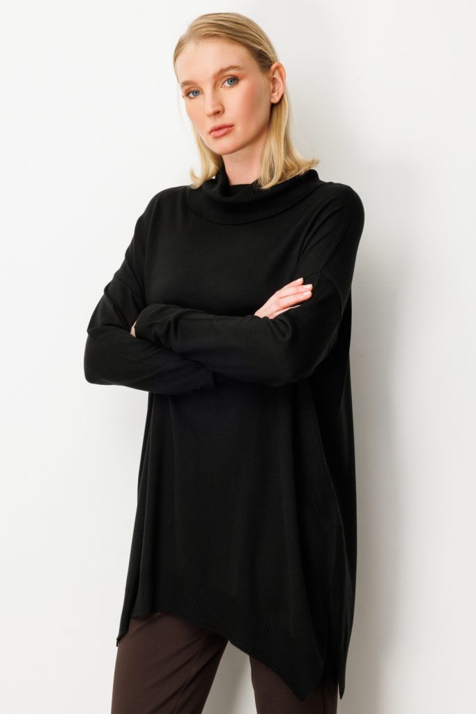 ON TRİKO Balıkçı Yaka Tunik 65317 - Siyah