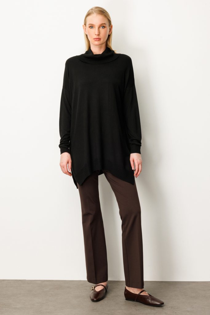 ON TRİKO Balıkçı Yaka Tunik 65317 - Siyah