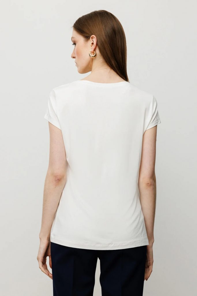 ON TRİKO V Yaka Basic T-Shirt  51305 - EKRU