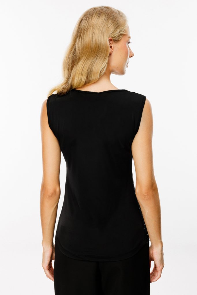 ON TRİKO Yakası Tül Taşlı Bluz  51396 - Siyah