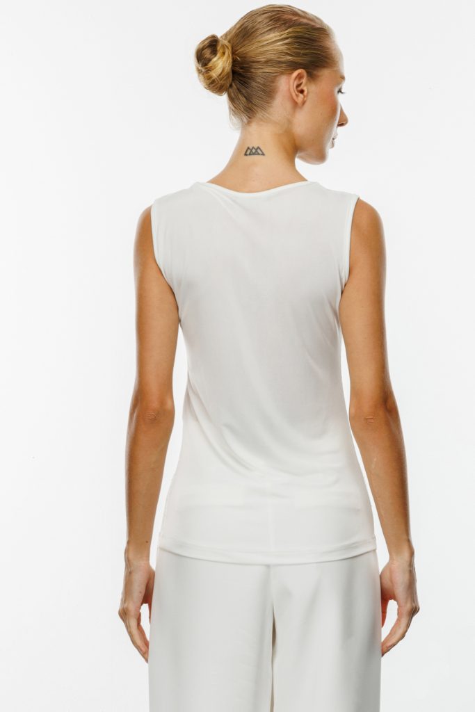 ON TRİKO Yakası Tül Taşlı Bluz  51396 - EKRU