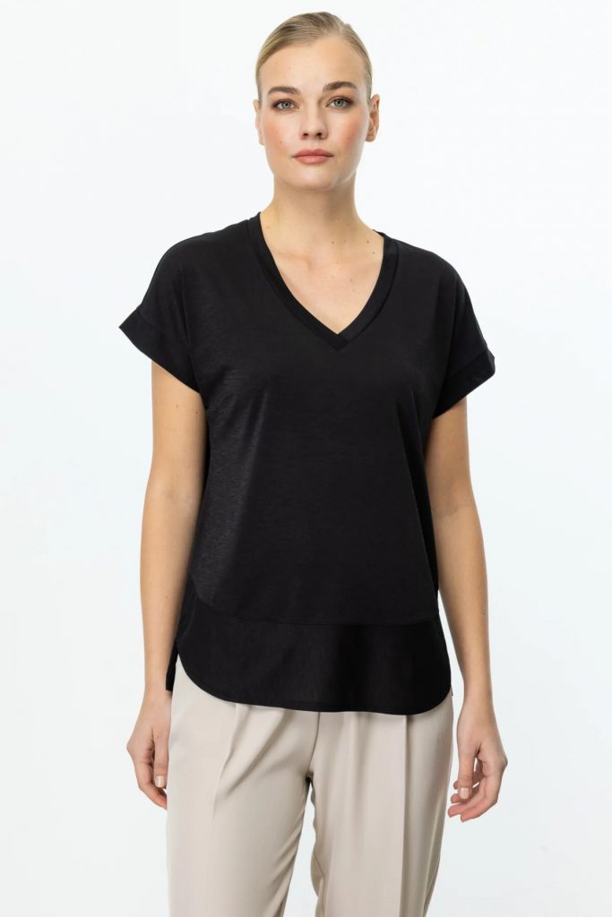 ON TRİKO  V Yaka Kısa Kol T-Shirt 51475 - Siyah