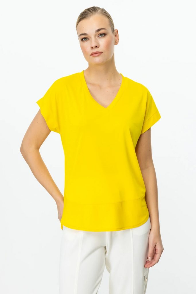 ON TRİKO  V Yaka Kısa Kol T-Shirt 51475 - SARI