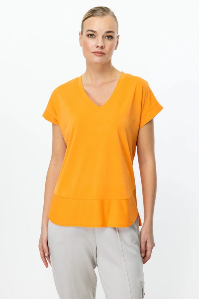 ON TRİKO  V Yaka Kısa Kol T-Shirt 51475 - oranj