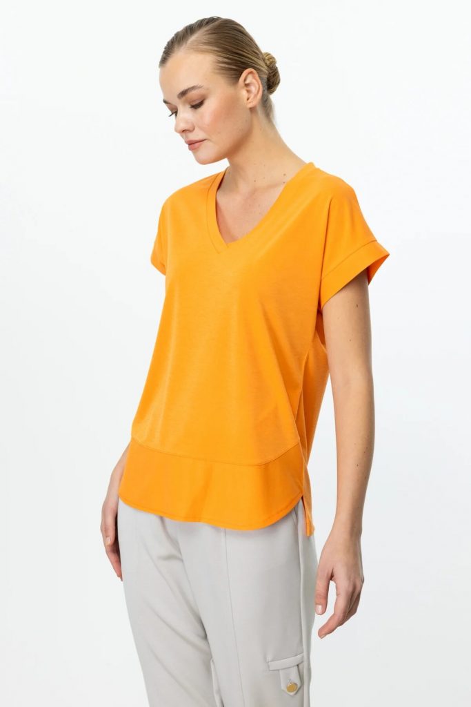 ON TRİKO  V Yaka Kısa Kol T-Shirt 51475 - oranj