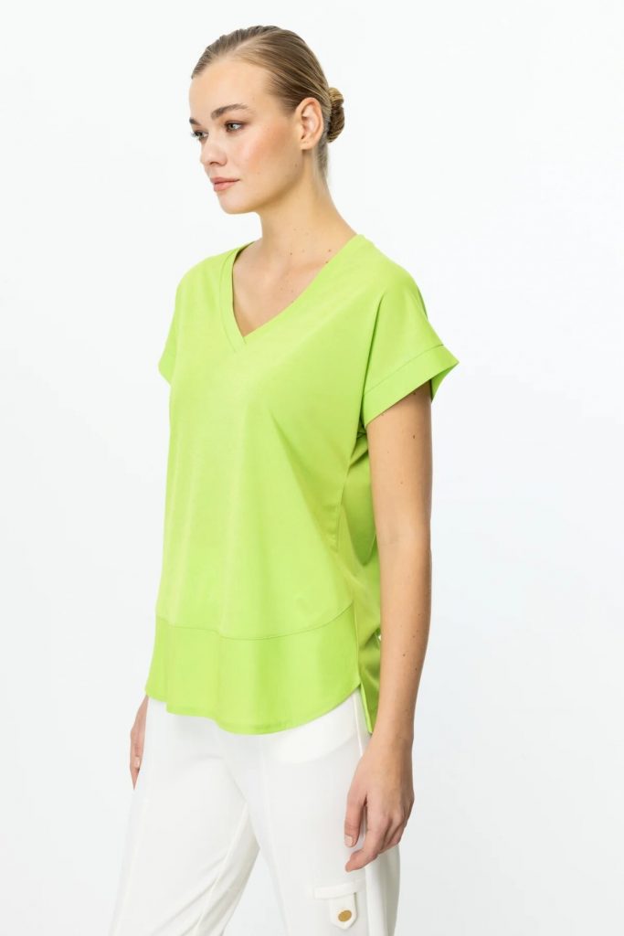 ON TRİKO  V Yaka Kısa Kol T-Shirt 51475 - FISTIK YEŞ