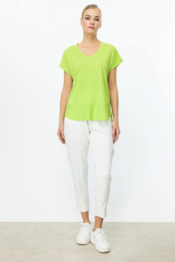 ON TRİKO  V Yaka Kısa Kol T-Shirt 51475 - FISTIK YEŞ